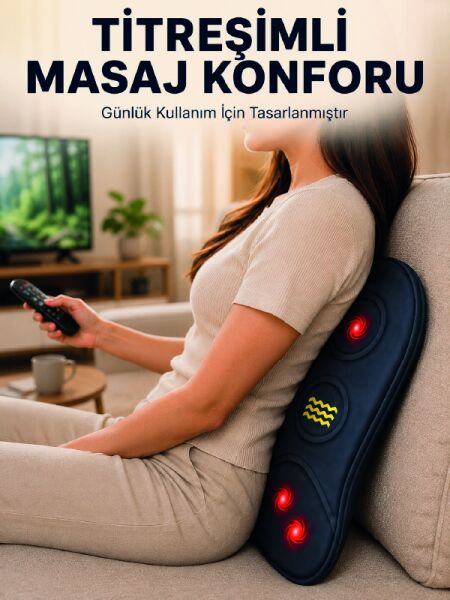 Ergonomik Isıtmalı Bel Masaj Minderi Sırt Destek Minderi - Lisinya