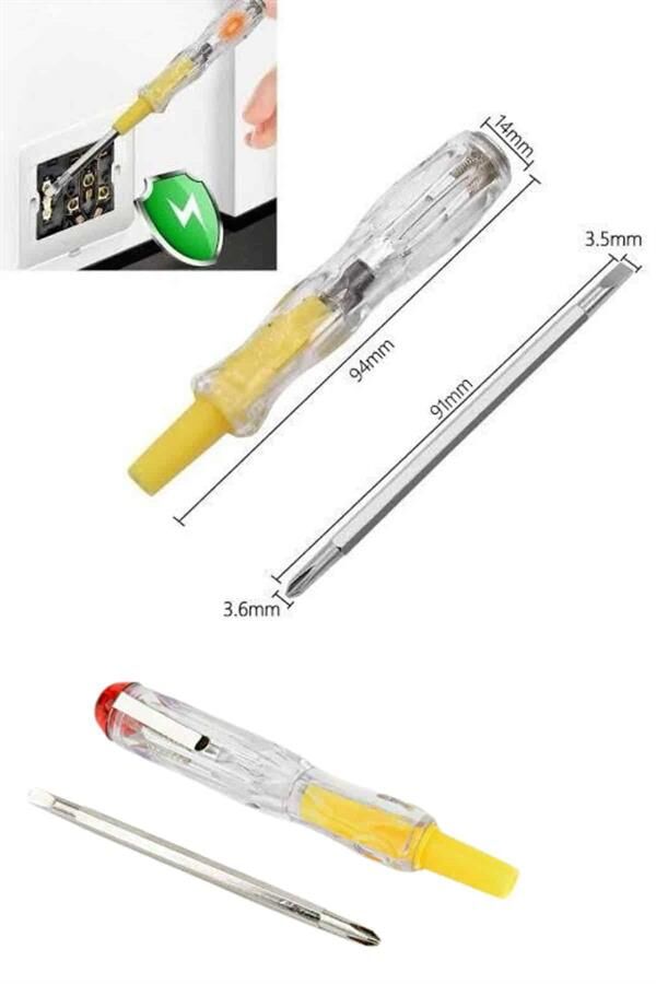 Çift Uçlu Kontrol Kalemi Elektrik Test Kalemi Şeffaf - Lisinya